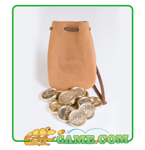 SUMA SAPO® Token Set - Light Brown Leather Pouch - FREE SHIPPING