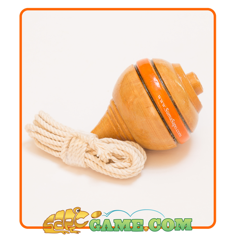 Peruvian Wooden Spinning Top (Trompo) - Color Orange …