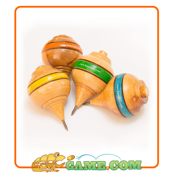 Peruvian Wooden Spinning Top (Trompo) - Color Orange …