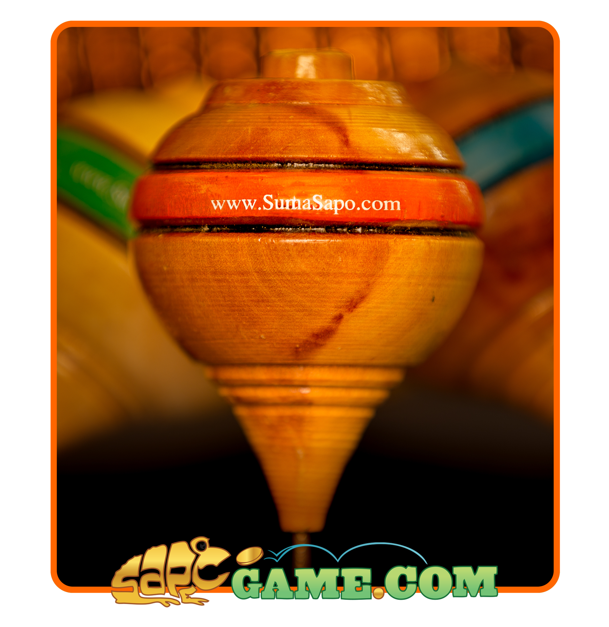 Peruvian Wooden Spinning Top (Trompo) - Color Orange … – SapoGame.com